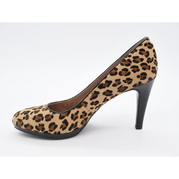 Franco Sarto Heels Womens 9.5 Leopard Print Fur Dress Pumps Almond Toe Slip On - Picture 5 of 11